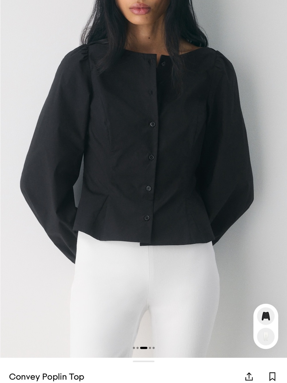 Aritzia Wilfred Convey Poplin Top — Black